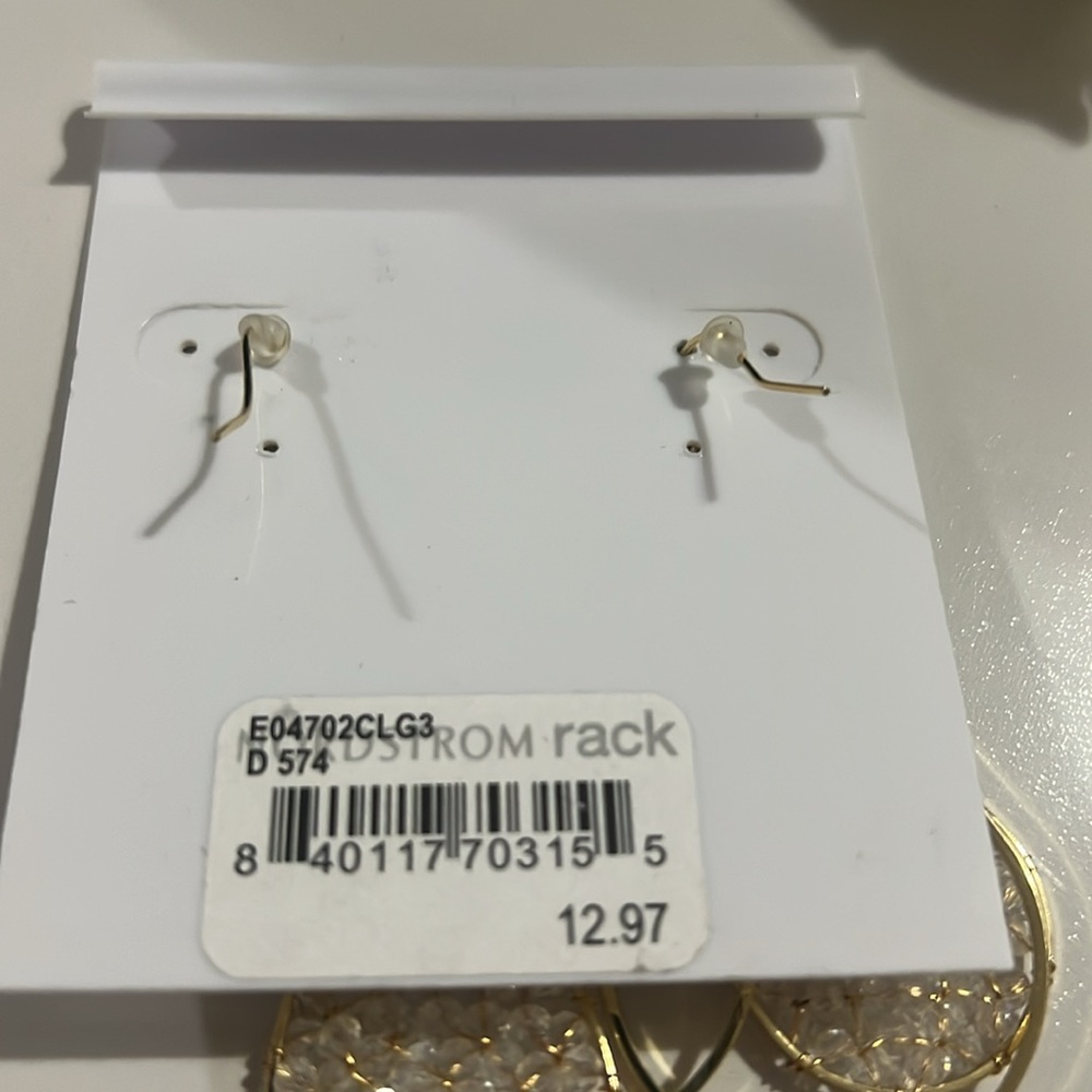 Panacea double oval drop earrings dangling with clear beaded sparkly Center new - Picture 5 of 5